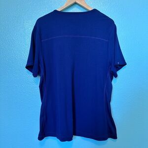 Jaanuu Women's Scrubs Top Navy Blue Pockets Short Sleeve Plus Size 1X